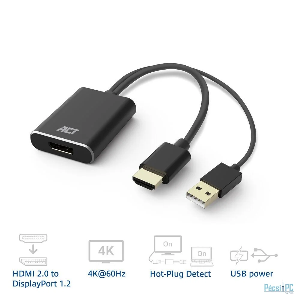 ACT HDMI to DisplayPort adapter 4K@60Hz Black