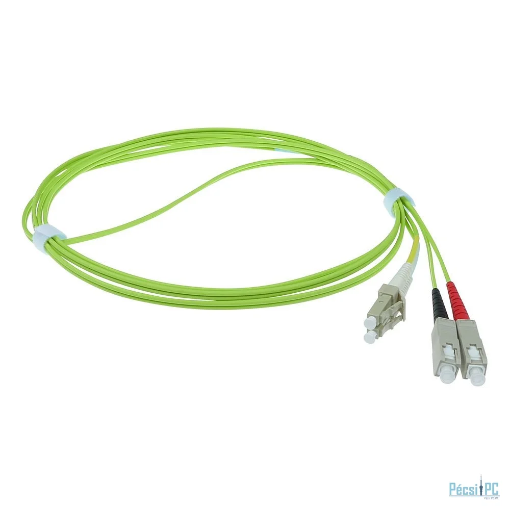 ACT LSZH Multimode 50/125 OM5 fiber cable duplex with LC and SC connectors 5m Green