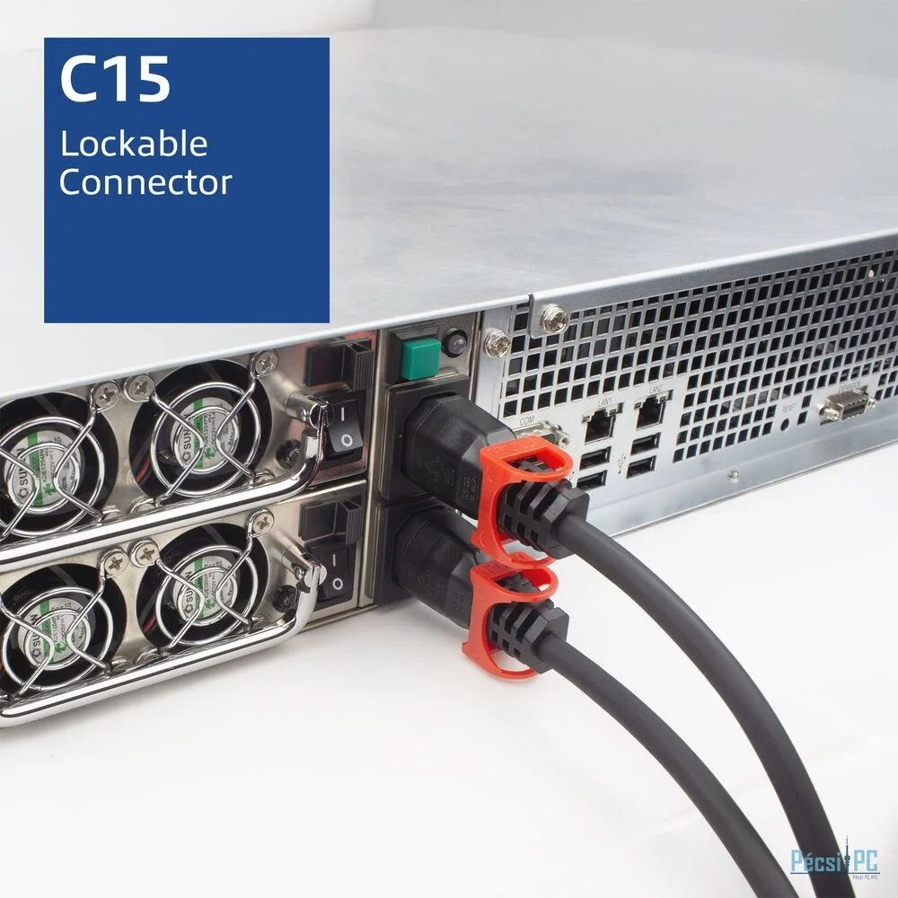 ACT PL0091 Powercord Schuko CEE 7/7 male (angled) - C15 IEC Lock+ 1m Black