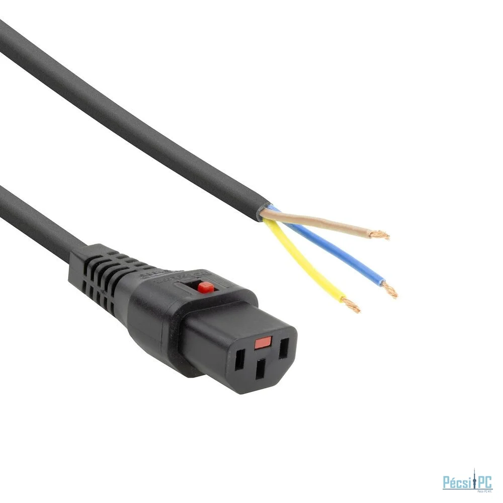 ACT Powercord C13 IEC Lock open end 3m Black 5-Pack