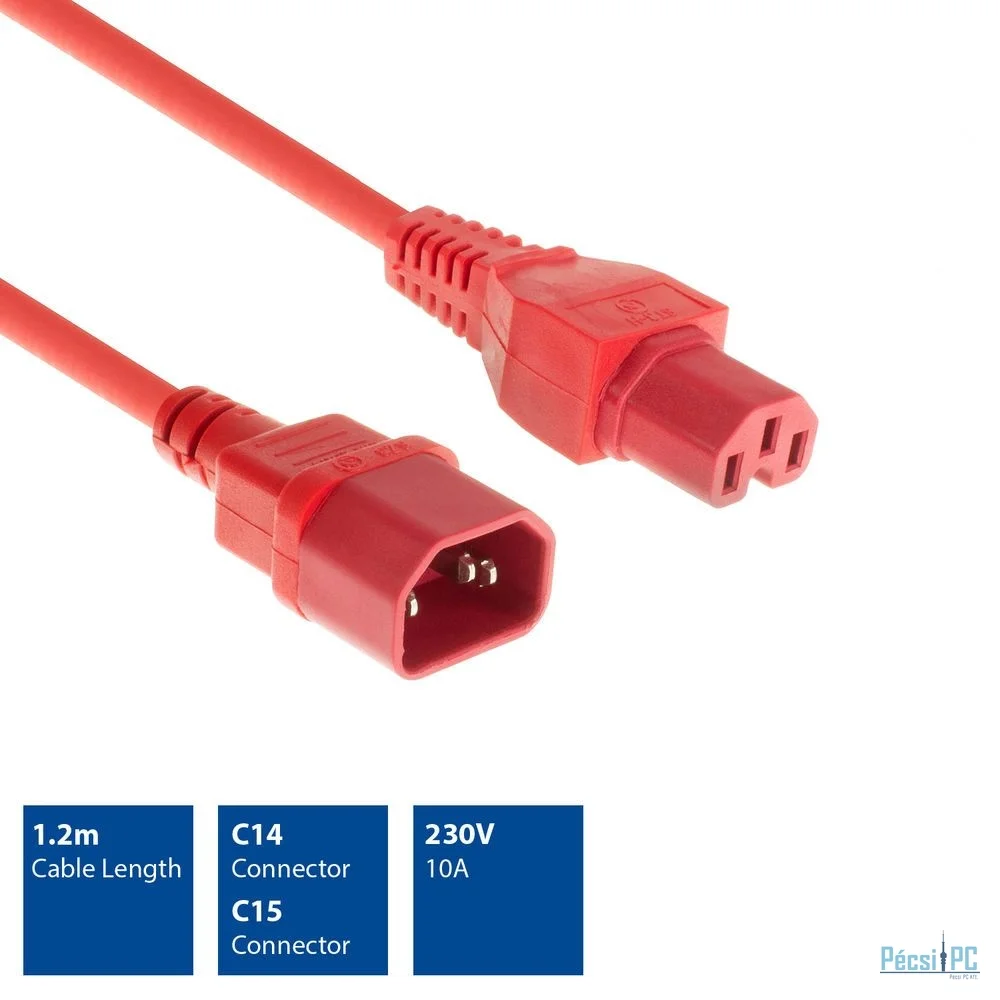 ACT Powercord C14 - C15 1,2m Red
