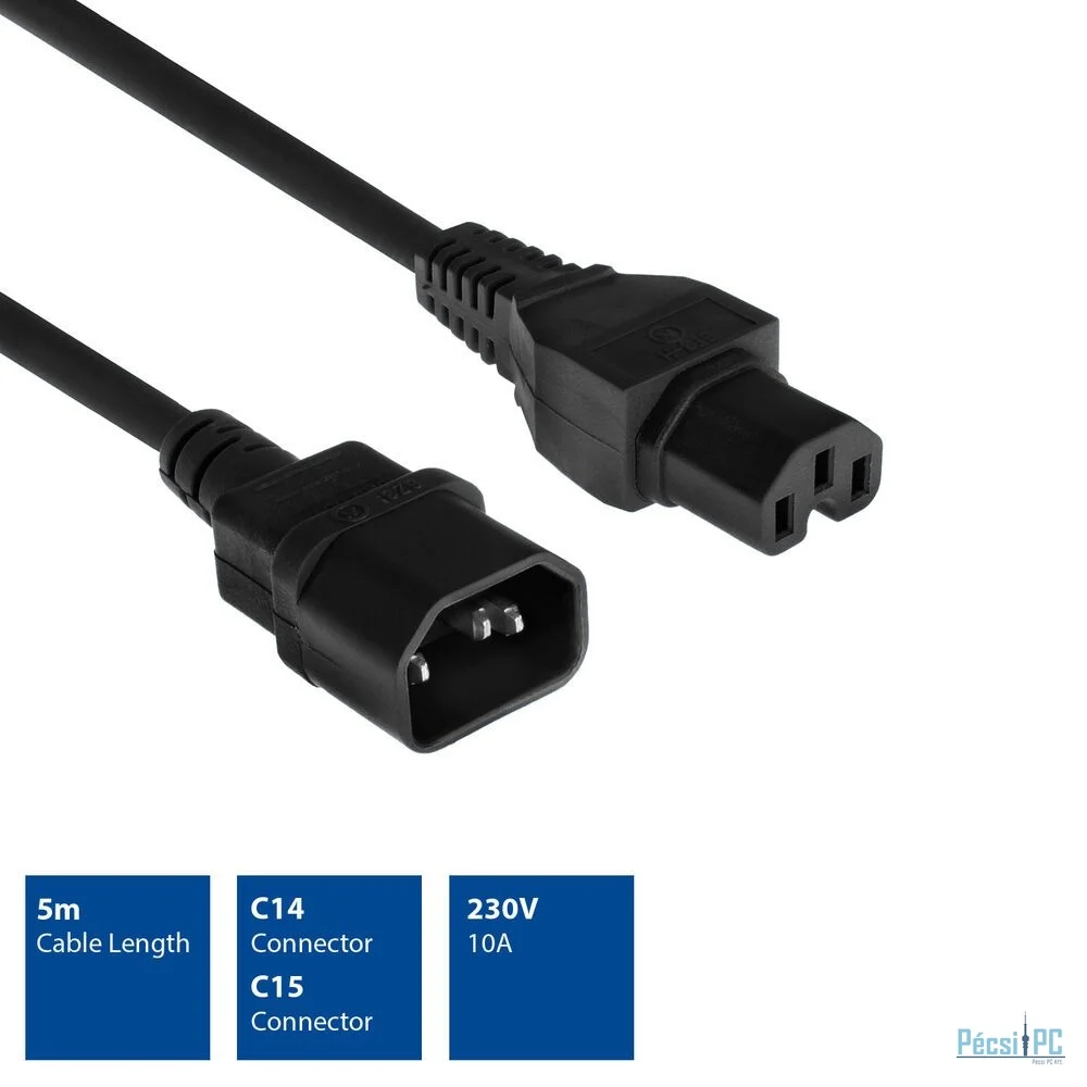 ACT Powercord C14 - C15 5m Black