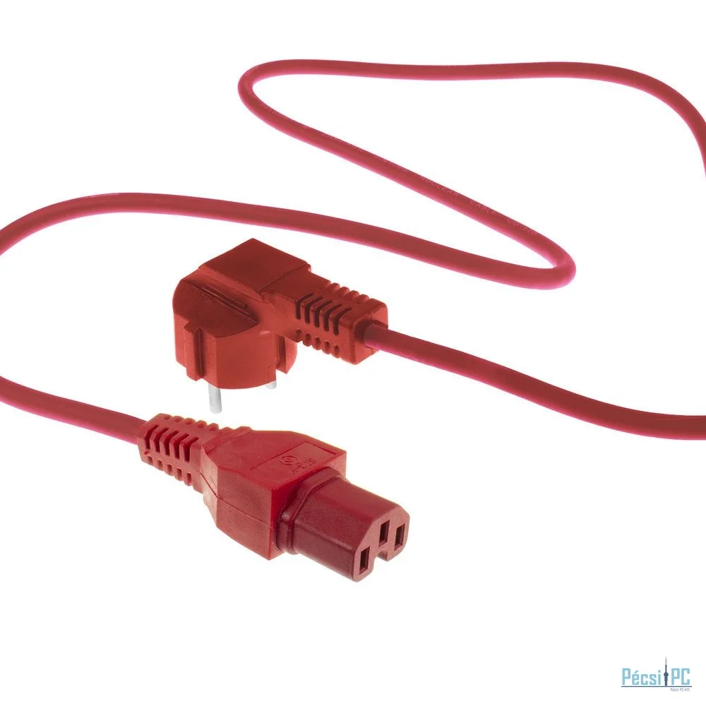 ACT Powercord mains connector Schuko CEE 7/7 male (angled) - C15 IEC 60320 1,5m Red