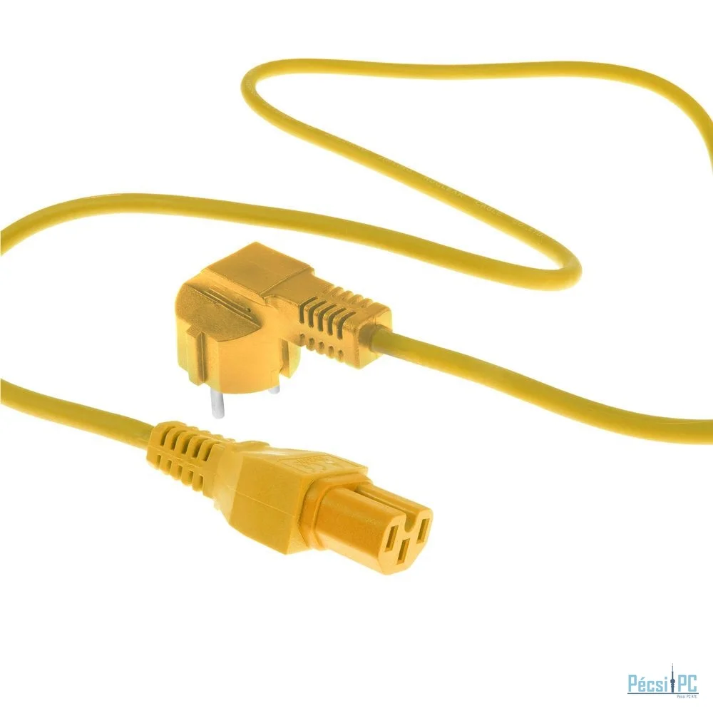 ACT Powercord mains connector Schuko CEE 7/7 male (angled) - C15 IEC 60320 1,5m Yellow