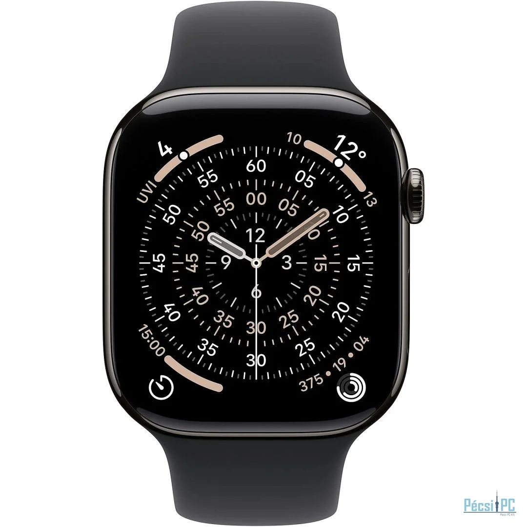 Apple Watch S11 Cellular 46mm Slate Titanium Case with Black Sport Band M/L