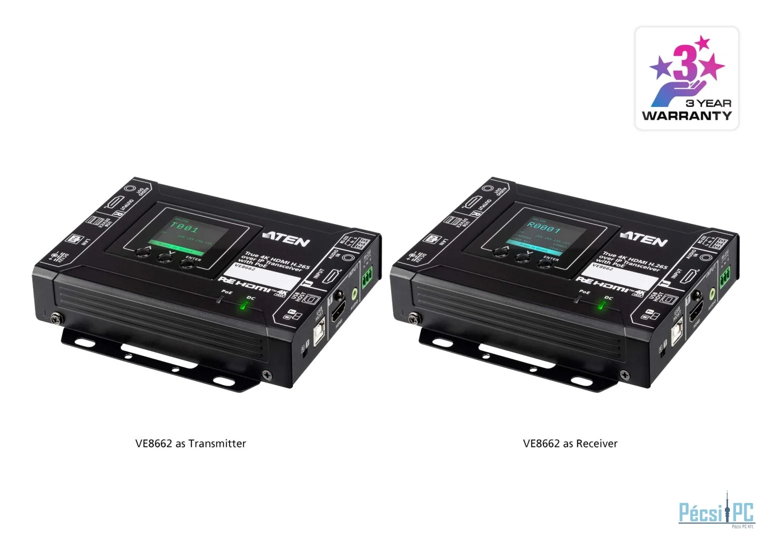 ATEN VE8662 True 4K HDMI H.265 over IP Transceiver with PoE