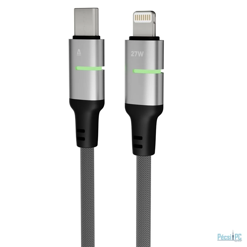 Avax CB635 STEELY LED USB-C - Lightning 1m Black