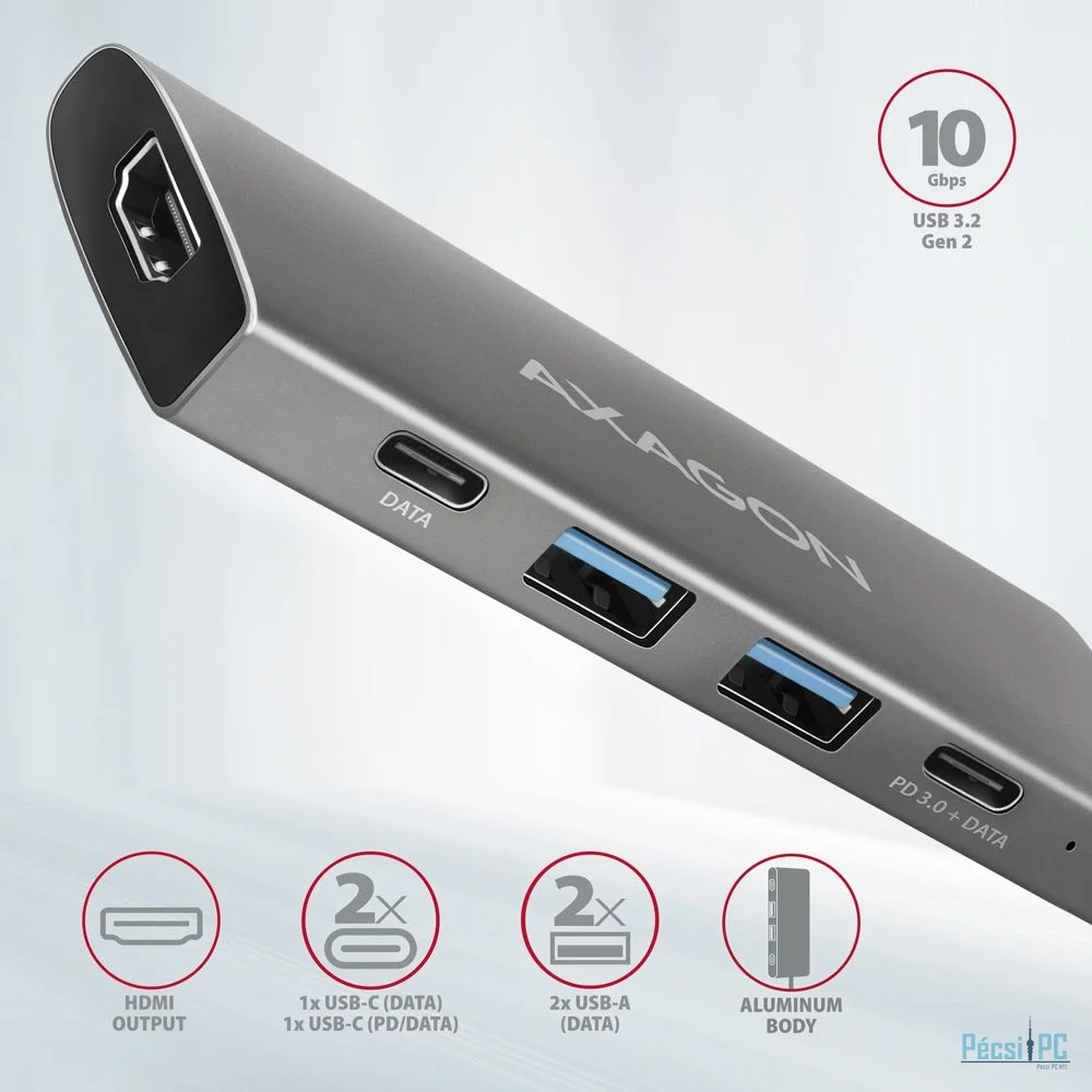 AXAGON HMC-5G21 USB-C 10Gbps SPEEDSTER 5in1 hub