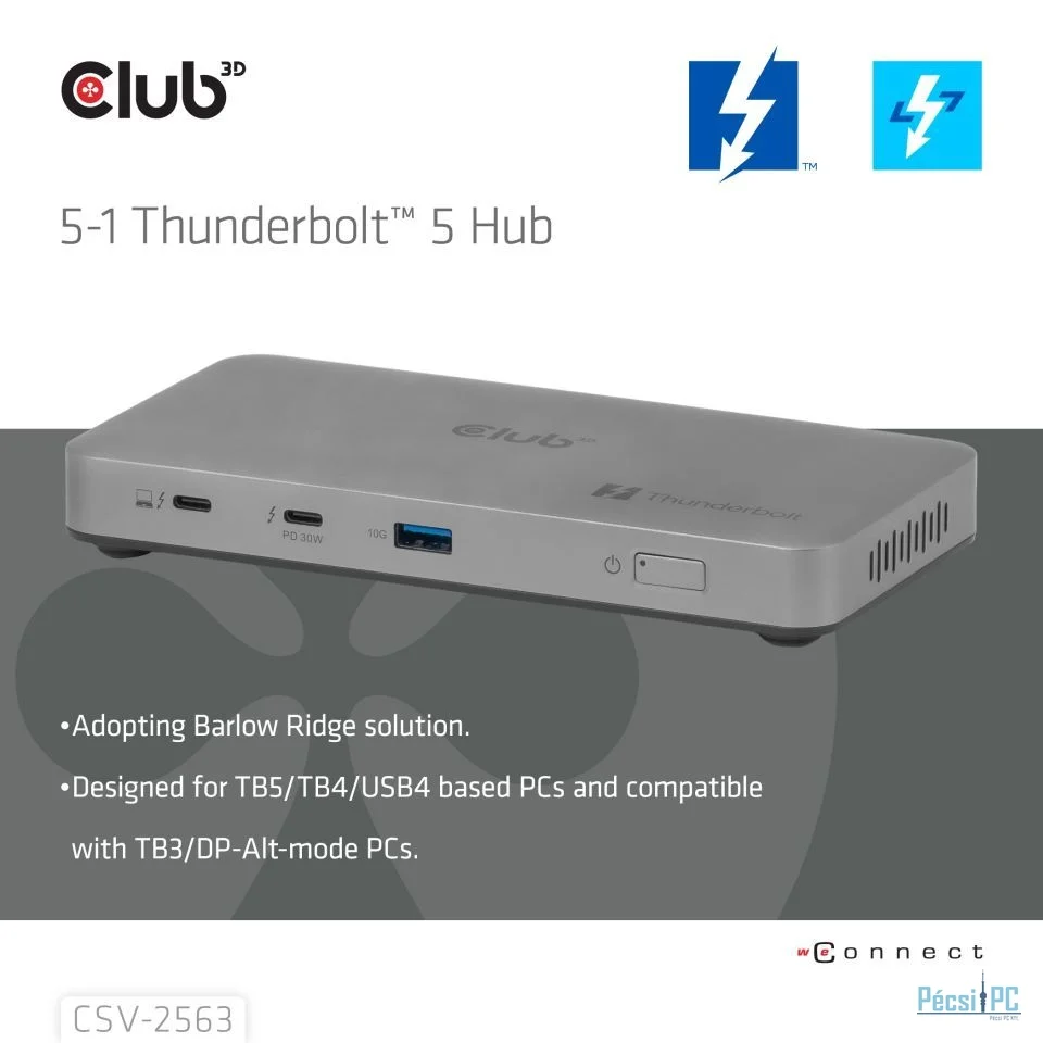 Club3D 5-1 Thunderbolt 5 Hub Triple video 5K60Hz Thunderbolt Share Certified 180W