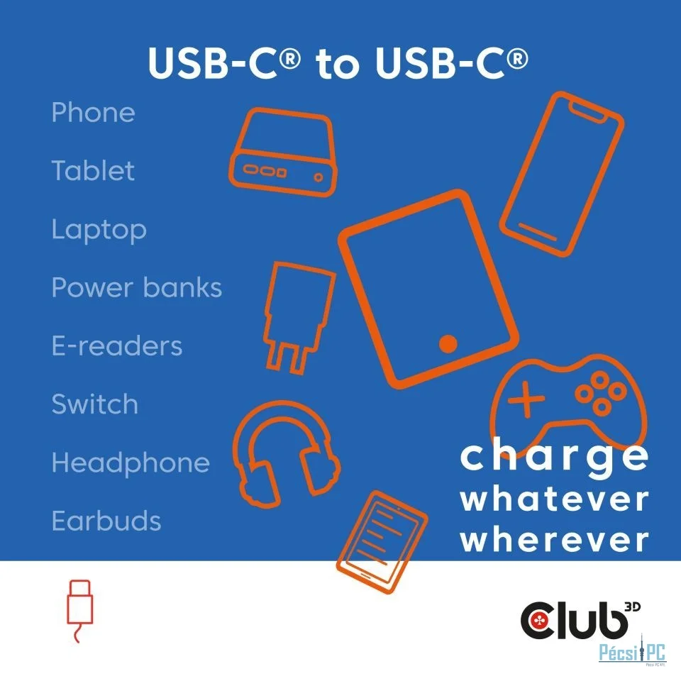 Club3D CAC-3031 USB-C Magnetic-Coil 240W Cable 2m Pink