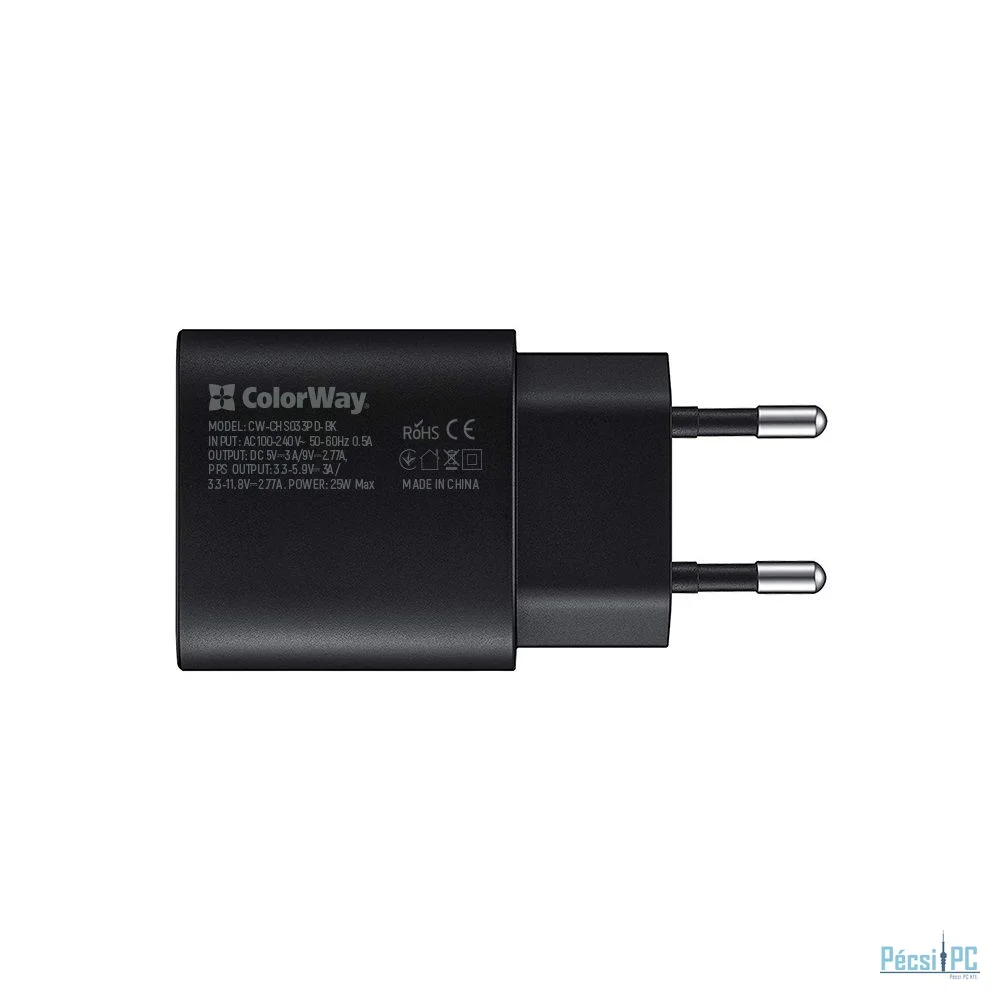 ColorWay USB töltő adapter Power Delivery Port PPS USB Type-C (25W) Black