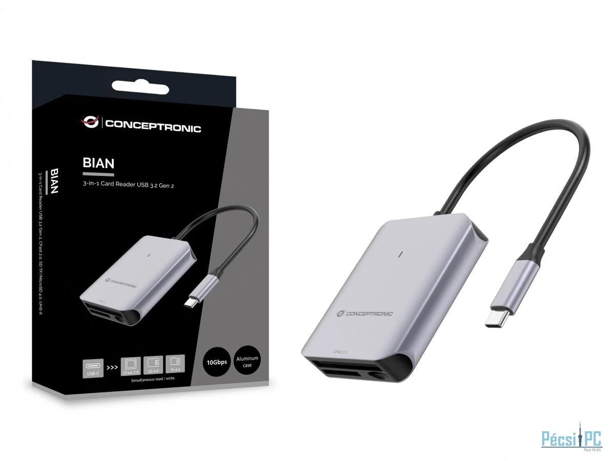 Conceptronic  BIAN09G 3-in-1 Card Reader Grey
