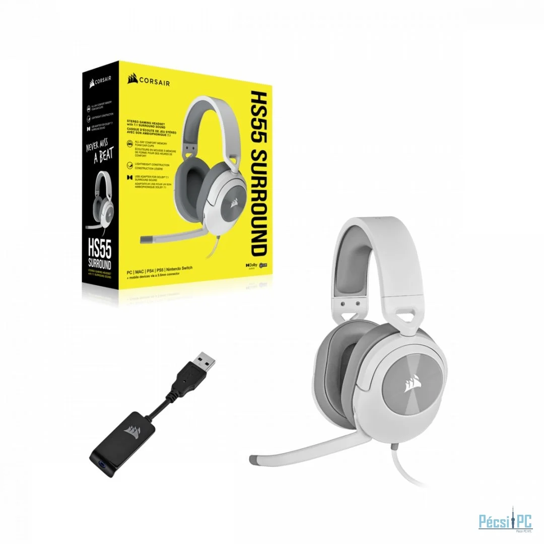 Corsair HS55 Surround Gaming Headset White