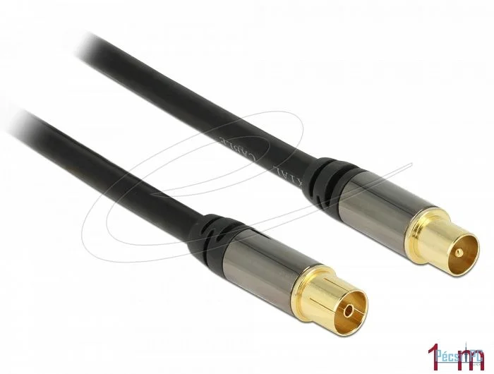 DeLock Antenna Cable IEC Plug > IEC Jack RG-6/U 1m Black