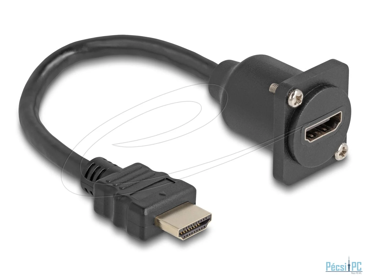 DeLock D-Type HDMI male to female cable 0,2m Black