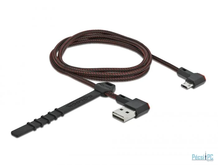 DeLock EASY-USB 2.0 Cable Type-A male to EASY-USB Type Micro-B male angled left/right 1m Black