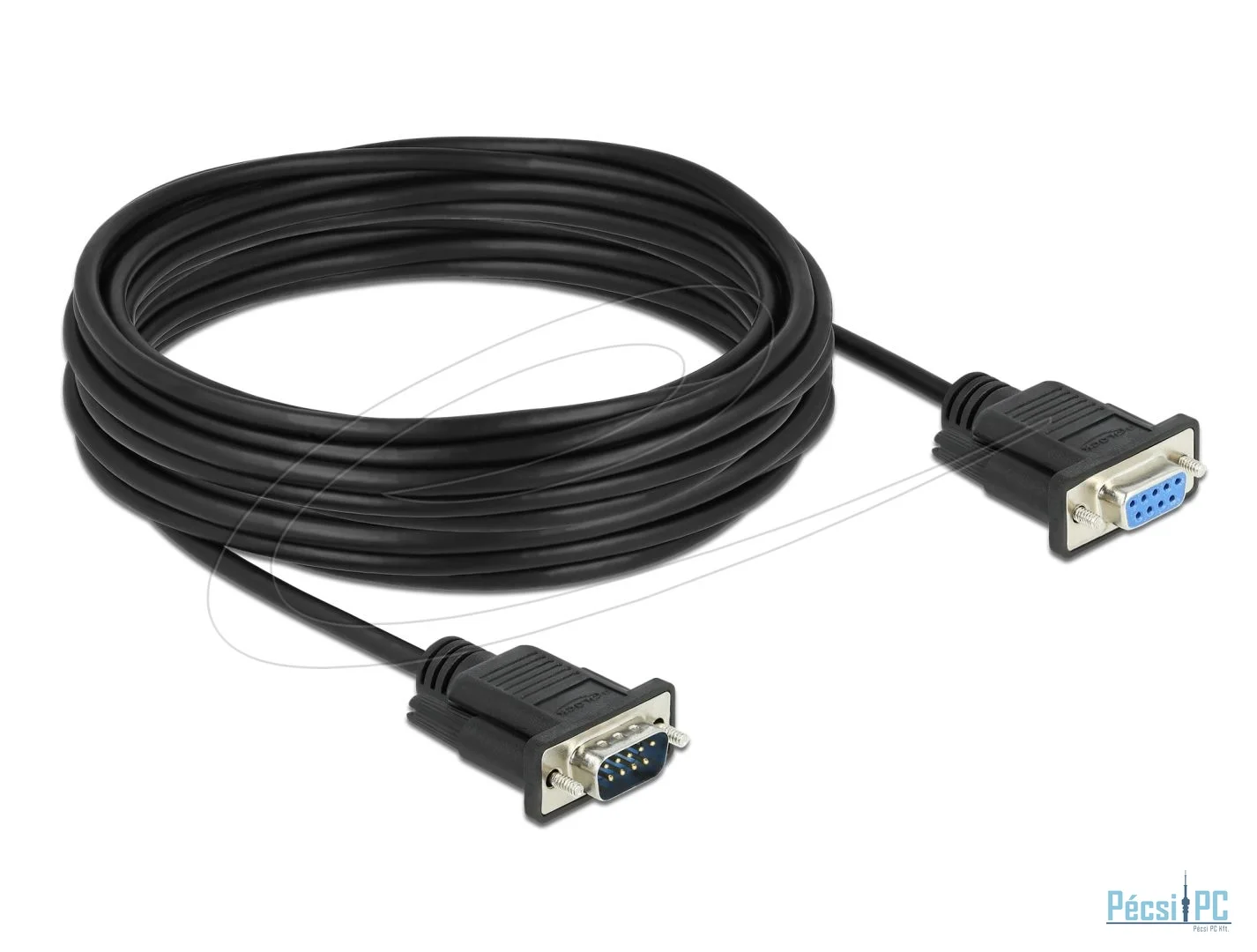 DeLock RS-232 Cable Serial D-Sub9 male to female with narrow plug housing 10m Black