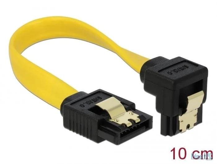 DeLock SATA 3 Gb/s Cable straight to downwards angled 10cm Yellow