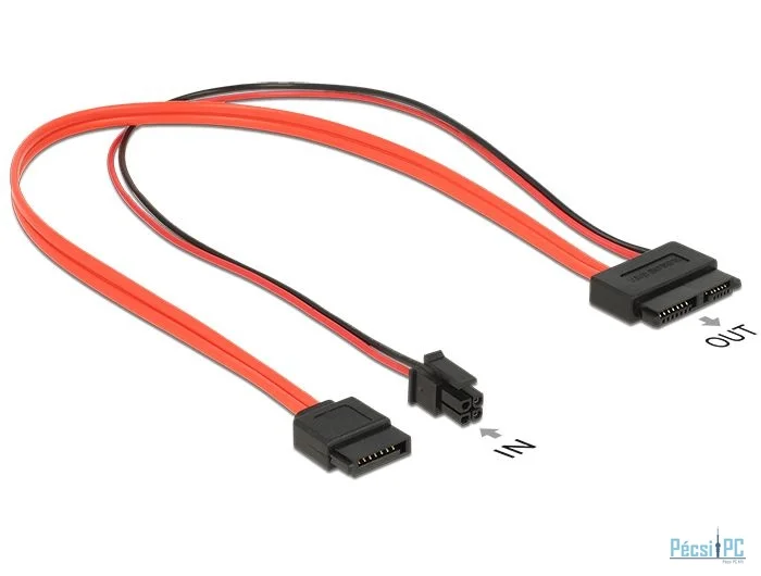 DeLock SATA 6 Gb/s 7 pin receptacle + Micro Fit 3.0 4 pin power plug > Slim SATA 13 pin receptacle 30cm Cable