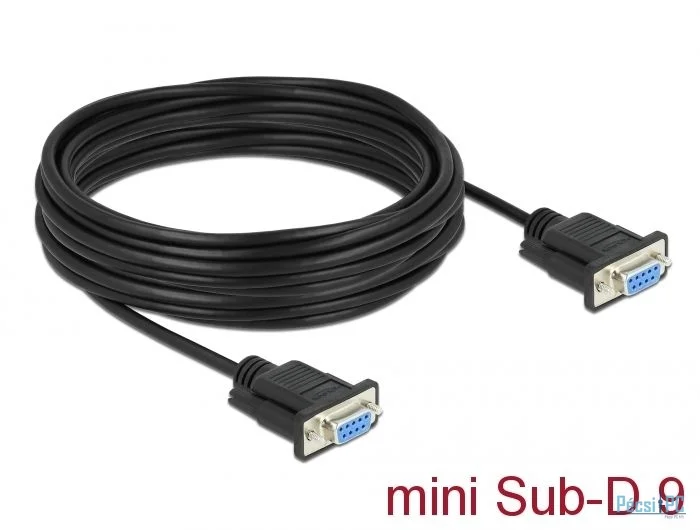 DeLock RS-232 D-Sub9 female to female null modem with narrow plug housing Serial Cable 10m Black