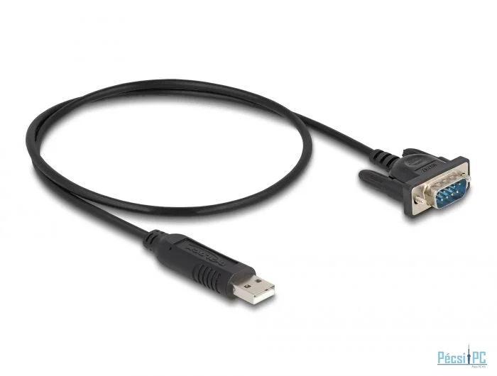 DeLock USB 2.0 to serial RS-232 adapter D-Sub 9 male with compact connector housing 50 cm FTDI Black
