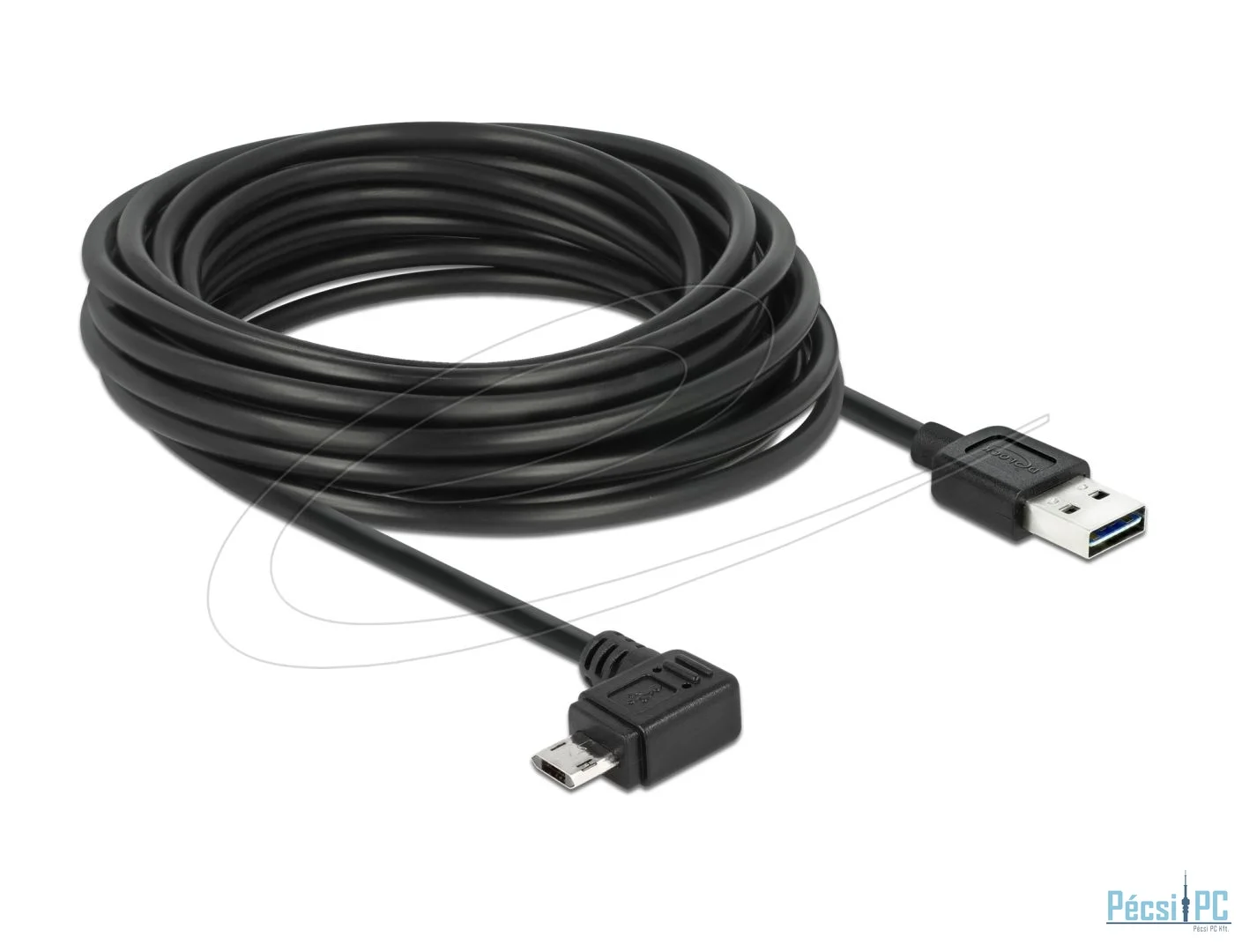 DeLock USB 2.0 Type-A male > EASY-USB 2.0 Type Micro-B male angled left/right cable 5m Black