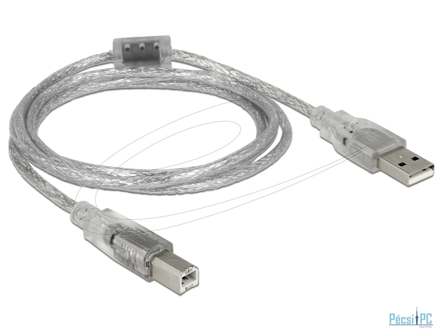 DeLock USB 2.0 Type-A male to USB 2.0 Type-B male 1,5m cable Transparent