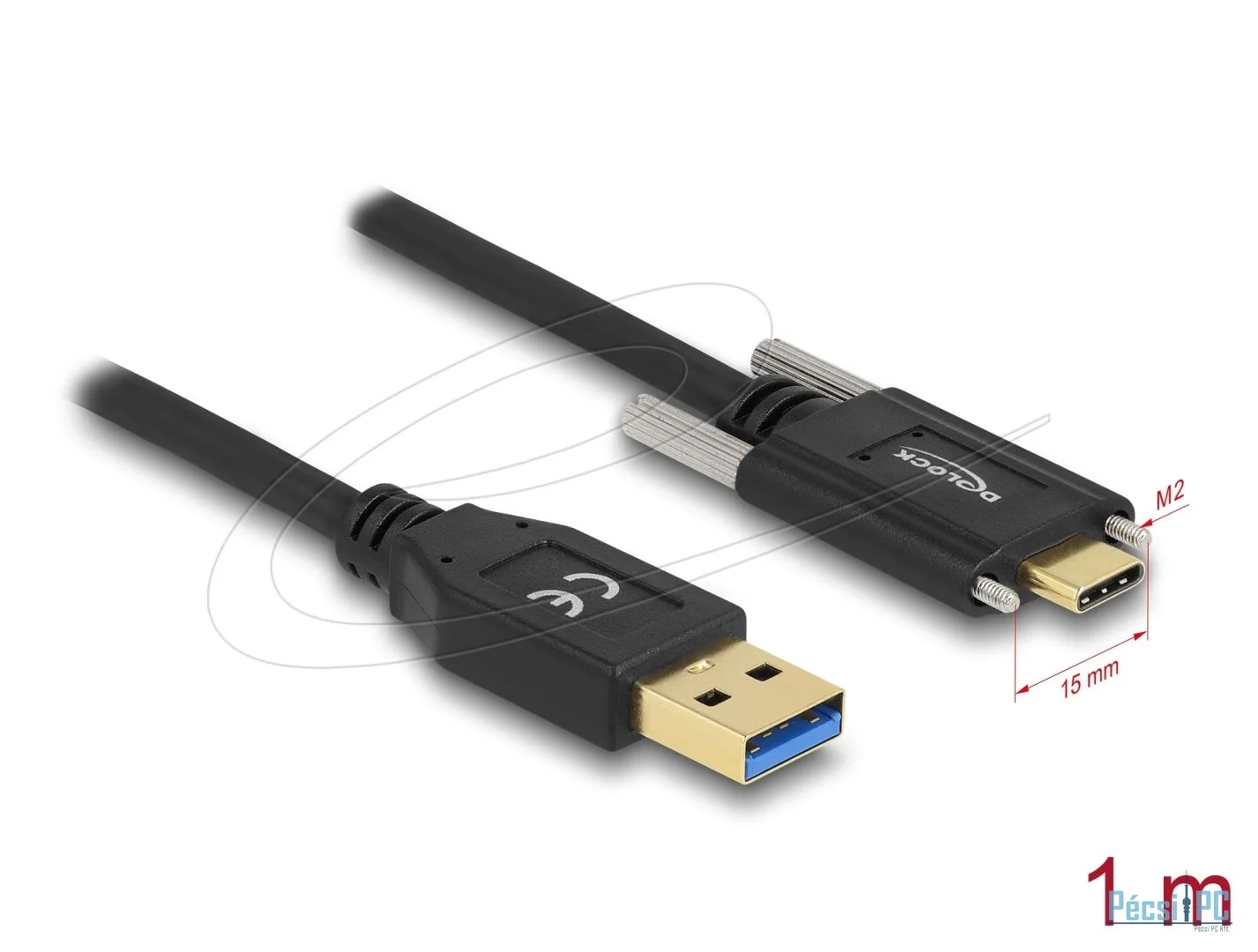 DeLock USB Type-A male to USB Type-C male cable 1m Black