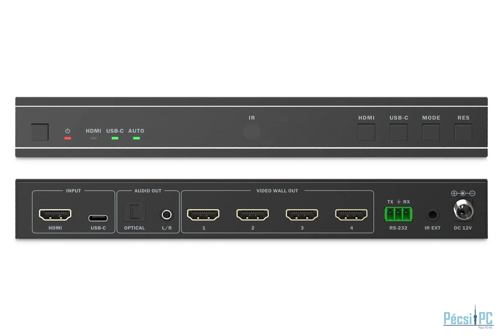 Digitus HDMI Video Wall Controller, 4 Displays 4K/30Hz, HDMI, USB-C, Black