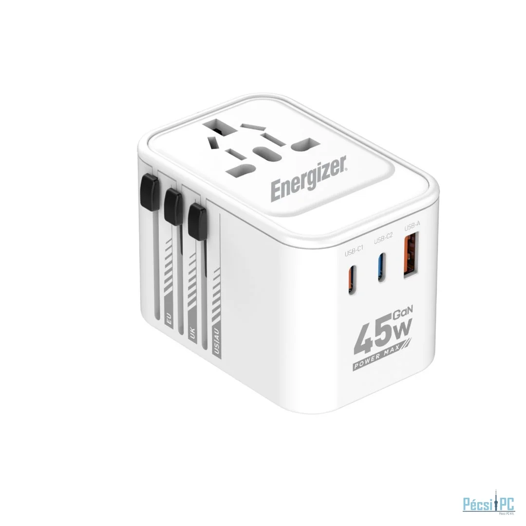 Energizer ETC450 45W Dual USB-C & USB-A Travel Charger White