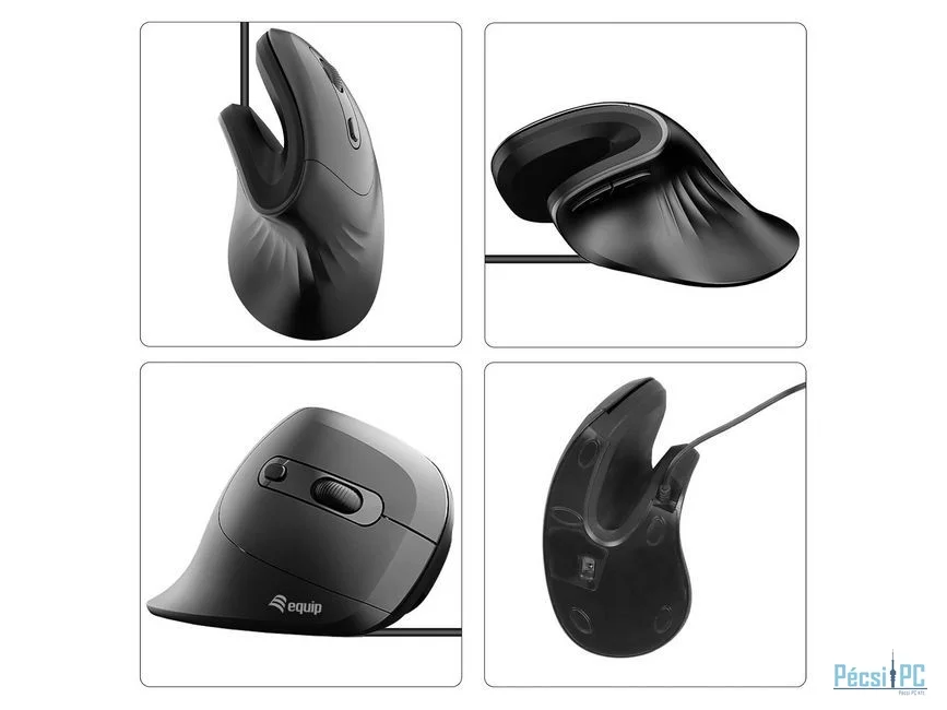 EQuip Vertical Ergonomic Wired Mouse Black