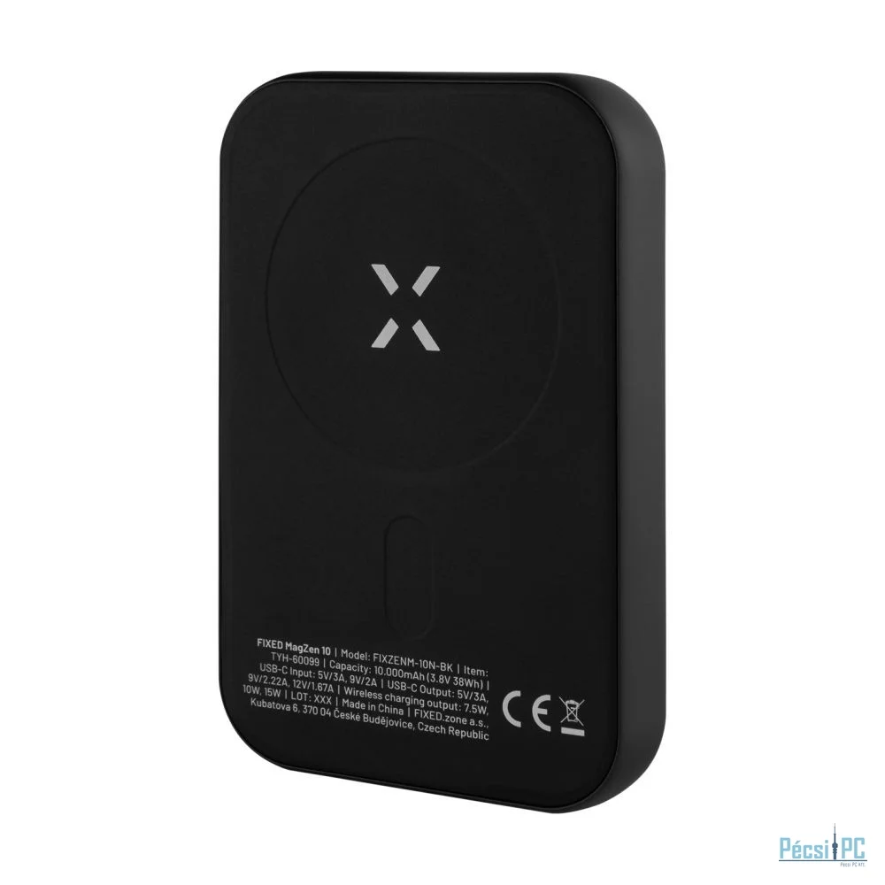 FIXED powerbank vezetéknélküli töltéssel, 10 000 mAh, MagSafe támogatás, 15W töltés, USB-C 20W PD3.0,