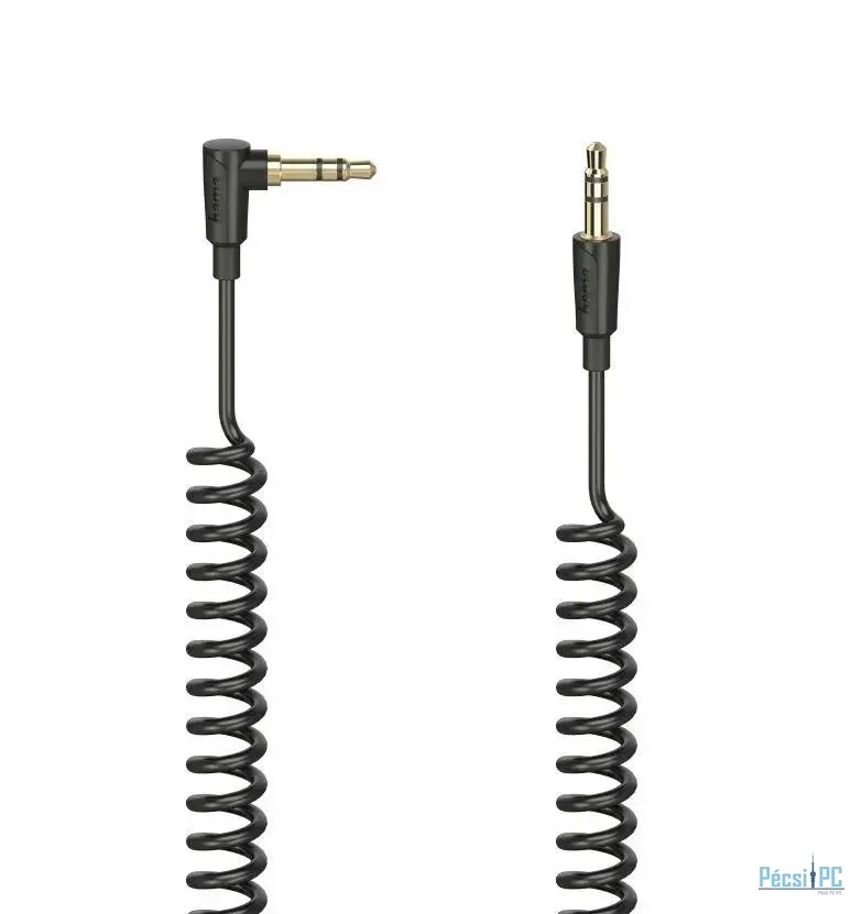 Hama FIC 3,5mm jack összekötőkábel 90° spiral 0,75m Black