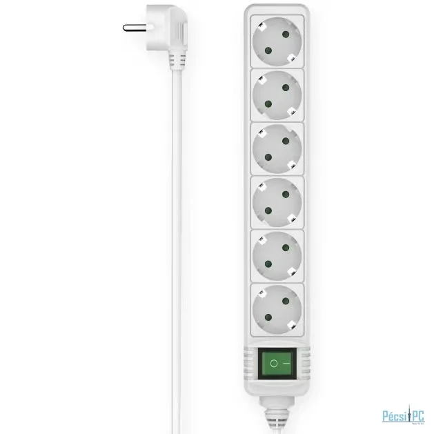 Hama Hálózati Elosztó Kapcsolóval 6DIN 3m White