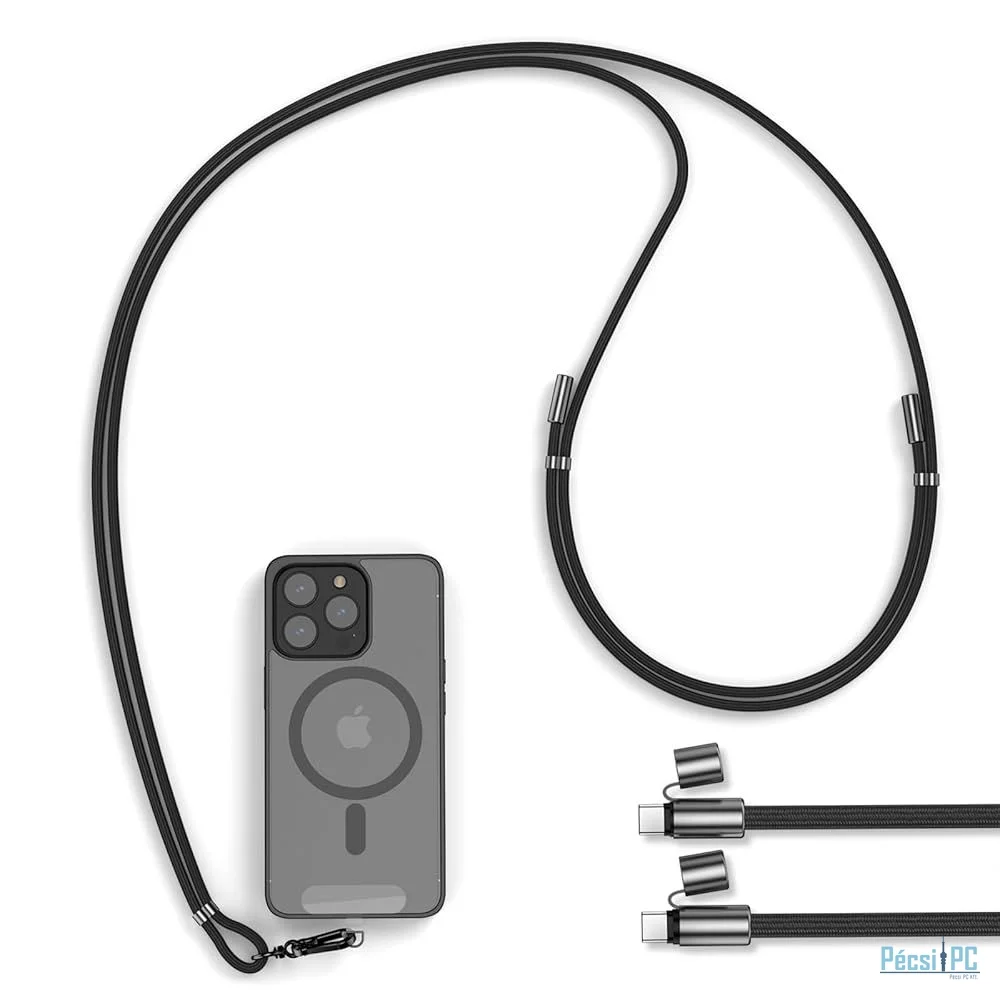 Intenso Cell Phone Charging Lanyard Cable 1,65m Black