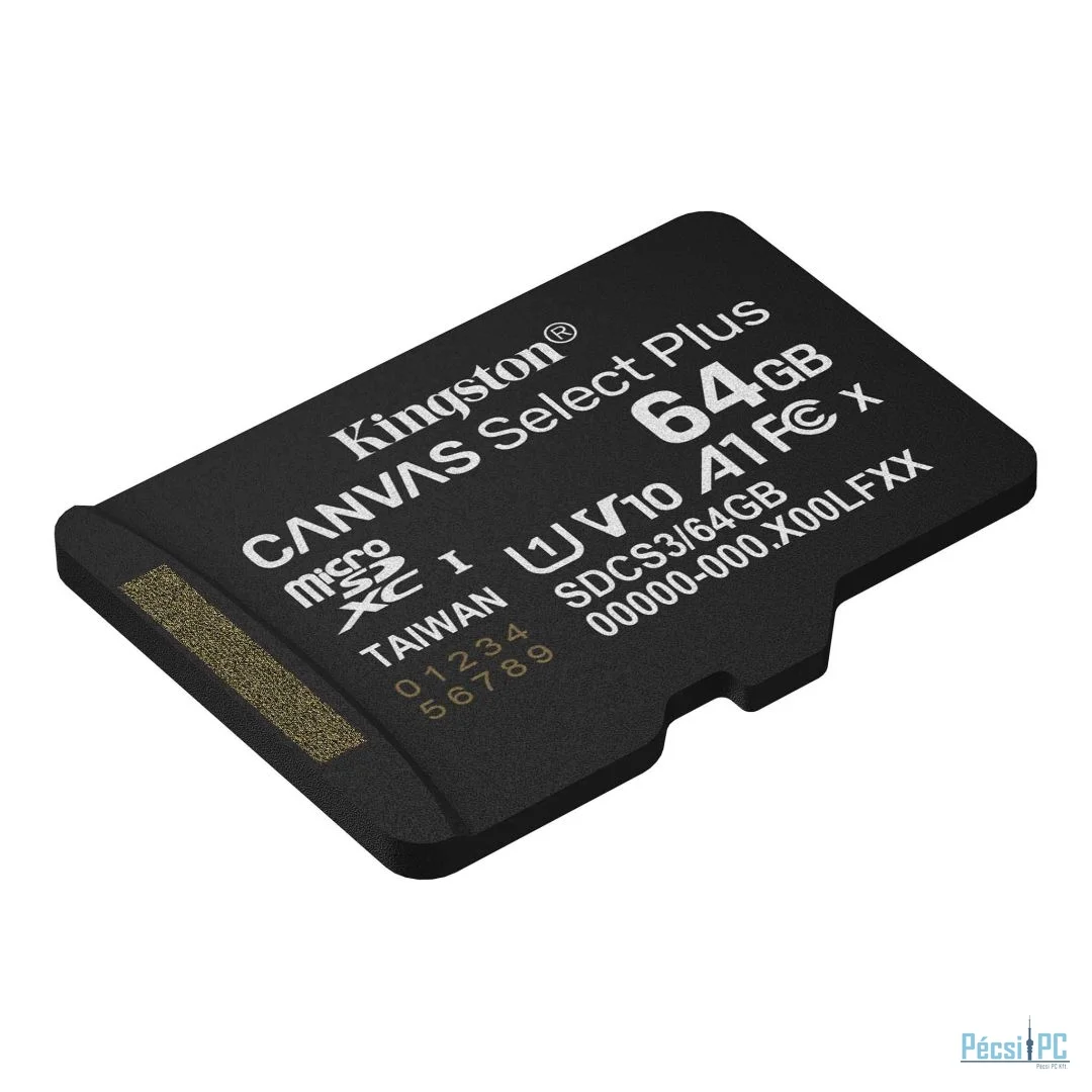 Kingston 64GB microSDXC Canvas Select Plus Gen3 Class 10 UHS-1 A1 V10 adapter nélkül