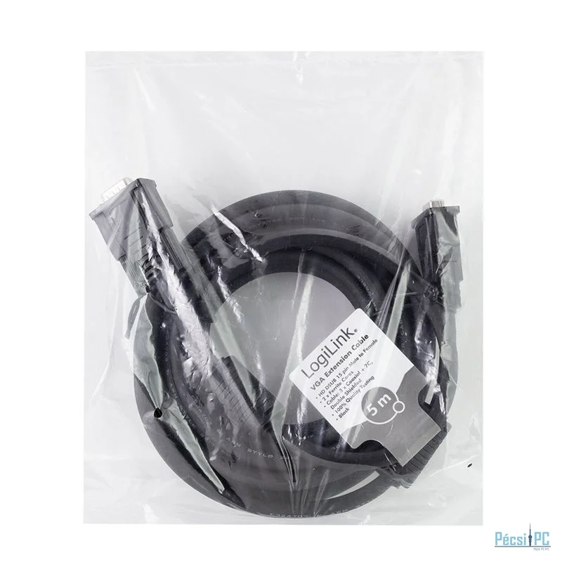 Logilink HD15/M to HD15/F VGA cable 5m Black