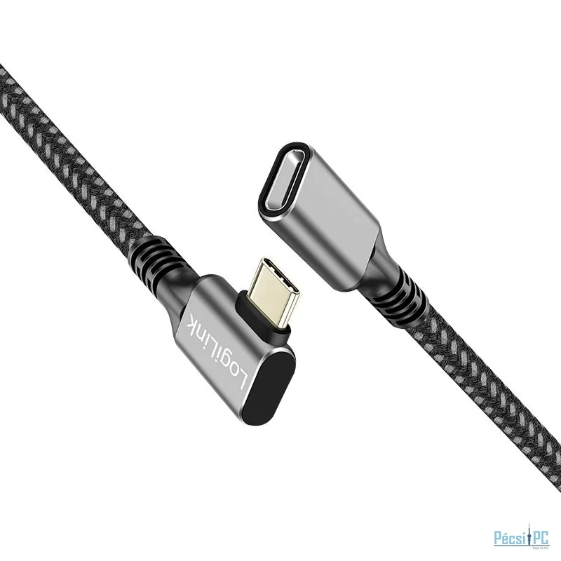 Logilink USB 3.2 Gen1 Type-C cable C/M 90° to C/F 2m Black/Grey