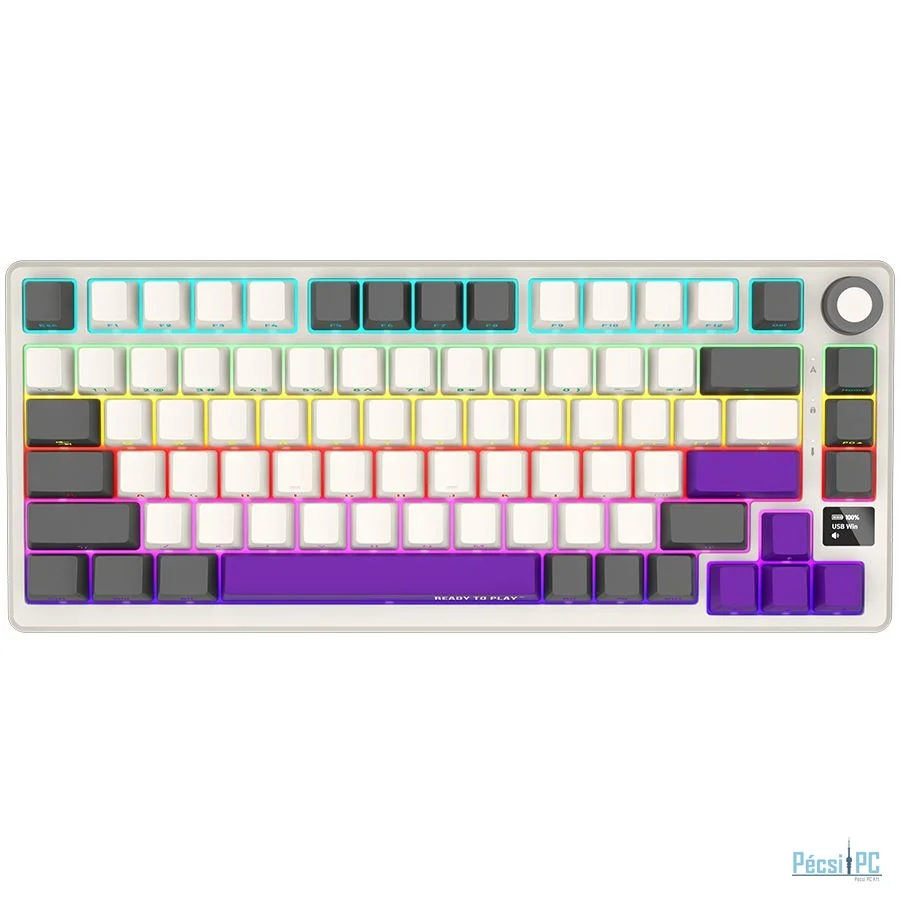 LORGAR KBP7075W Gaming Wireless Bluetooth Mechanical Keyboard Beige US