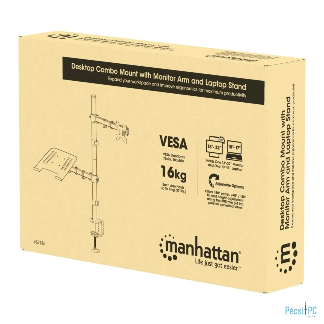 Manhattan Desktop Combo Mount with Monitor Arm and Laptop Stand 13