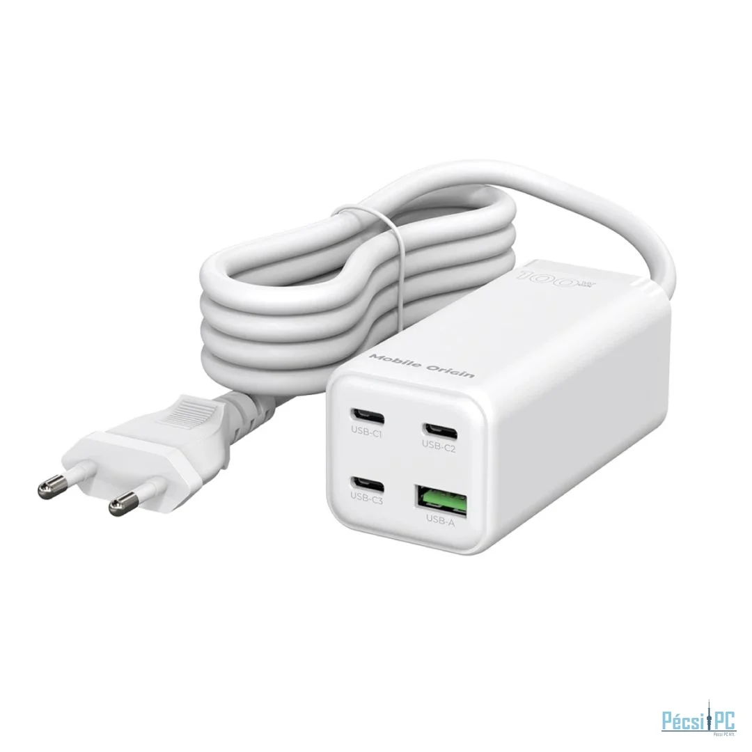 Mobile Origin GaN 100W Compact MultiHub Charger PW18 with 3x USB-C + USB-A