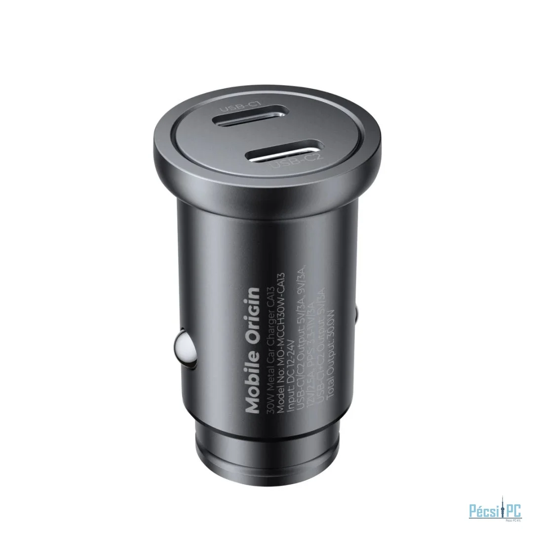 Mobile Origin Metal Car Charger 30W CA13, 2x USB-C Black