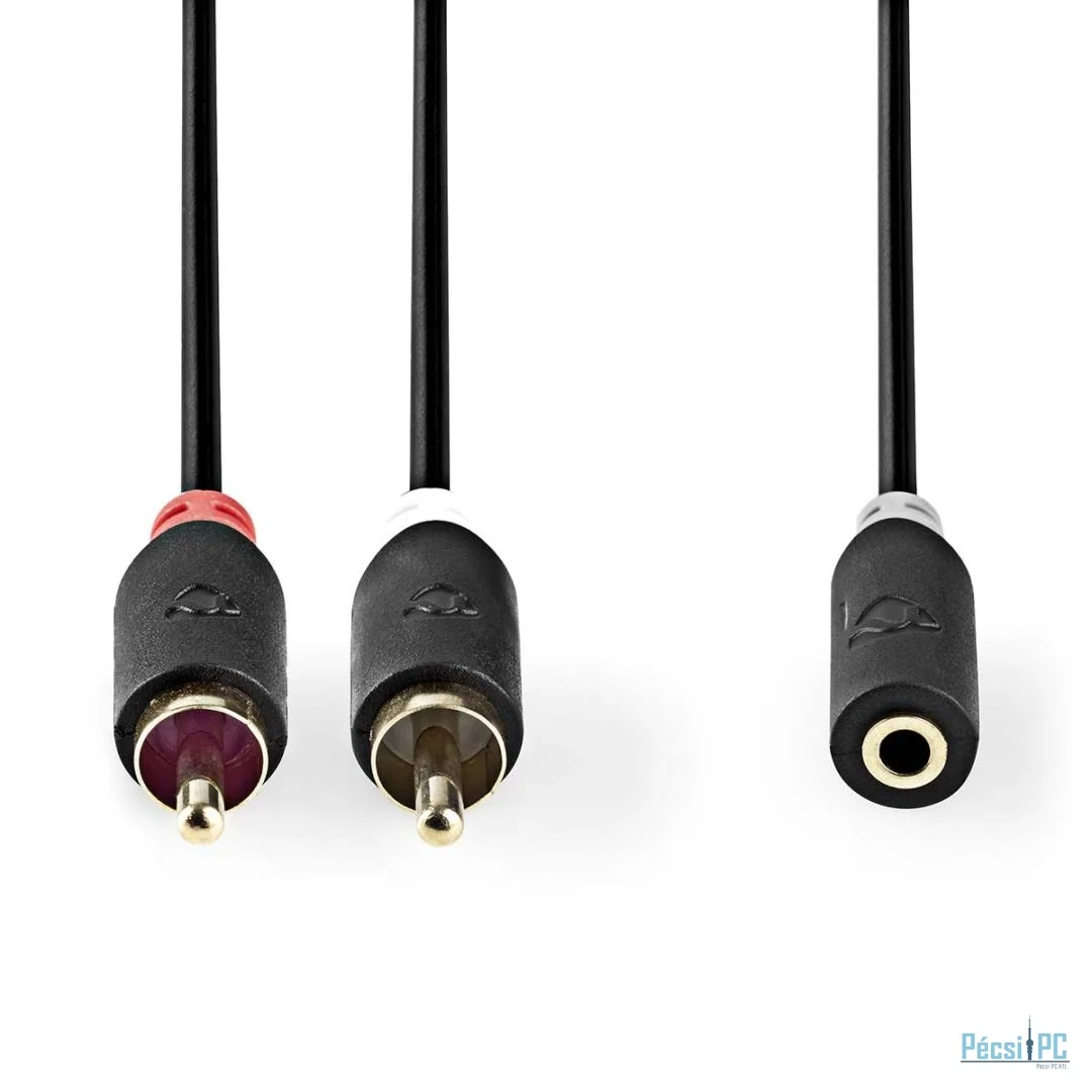 Nedis Stereo Audio Cable 2x RCA Male to 3.5 mm Female 0,2m Black