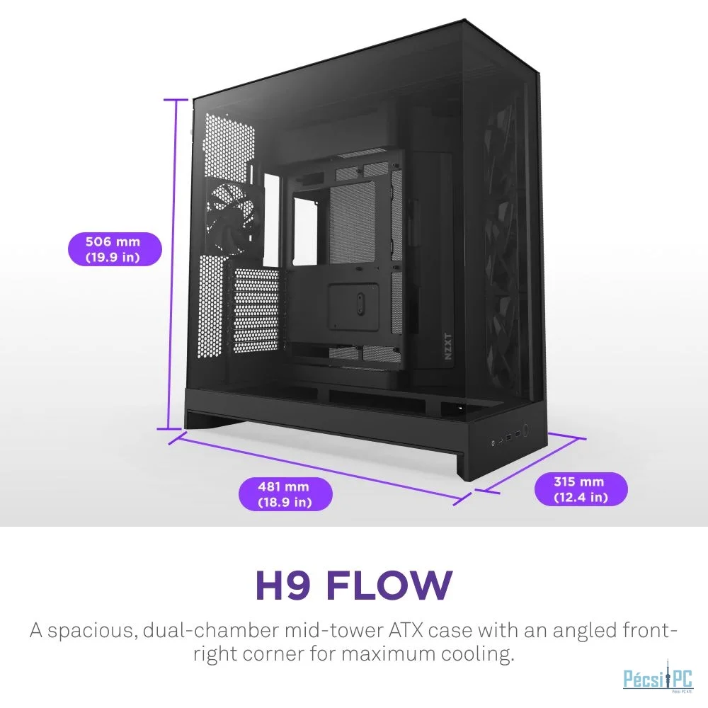 NZXT H9 Flow (2025) Tempered Glass Black