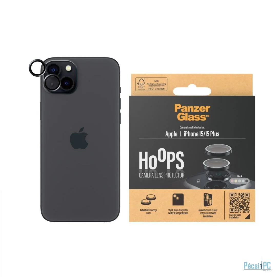 PanzerGlass Hoops Black Camera Lens Protector for iPhone 15 15 Plus