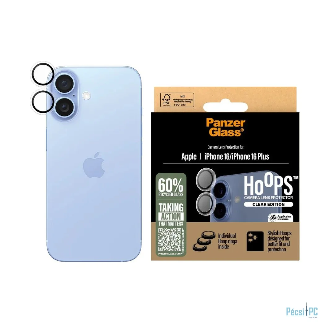 PanzerGlass Hoops Transparent Lens Protector for iPhone 16/16 Plus