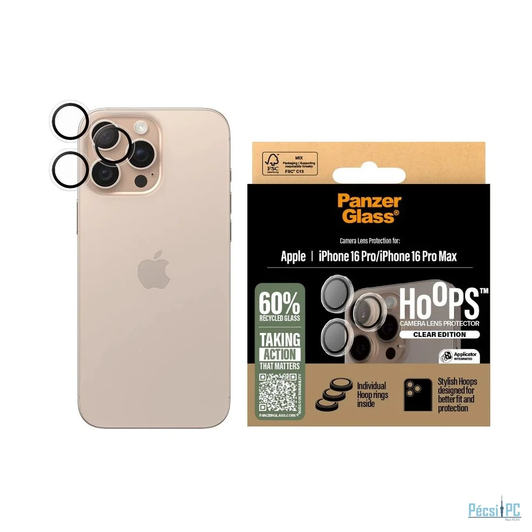PanzerGlass Hoops Transparent Lens Protector for iPhone 16 Pro/Max