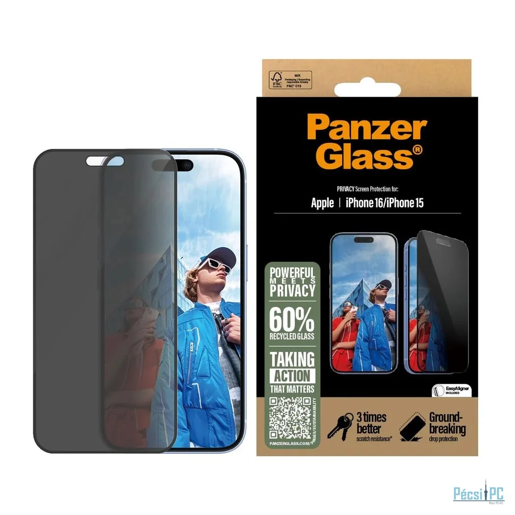 PanzerGlass Privacy Screen Protector iPhone 16 15 UWF