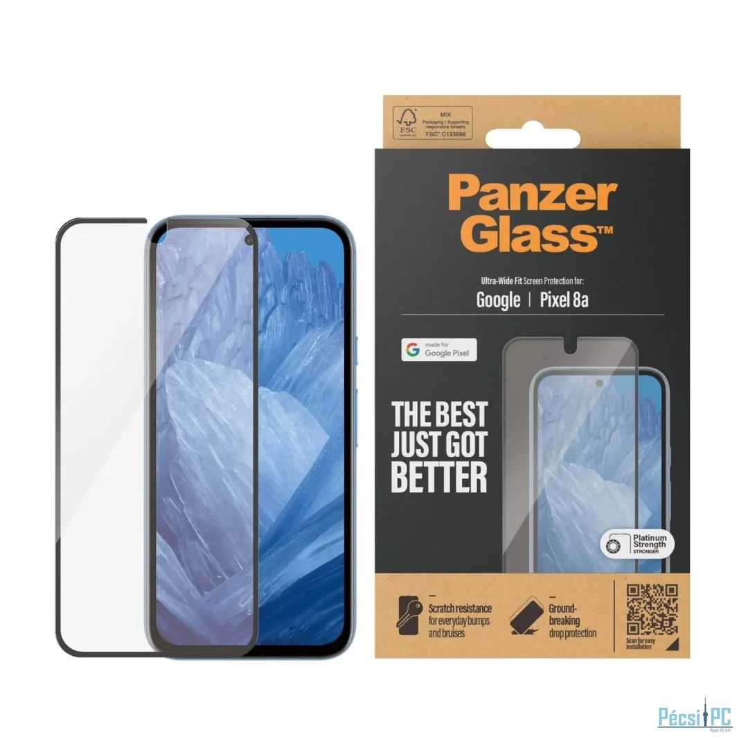 PanzerGlass Screen Protector with Black Frame for Google Pixel 8a UWF