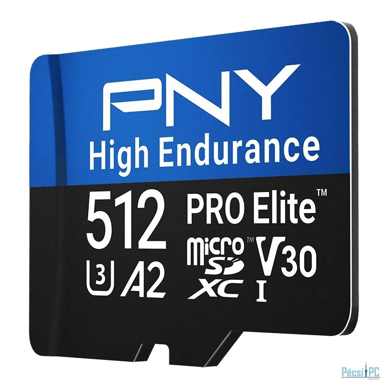 PNY 512GB microSDXC Pro Elite High Endurance Class 10 U3 V30 A2 + adapterrel